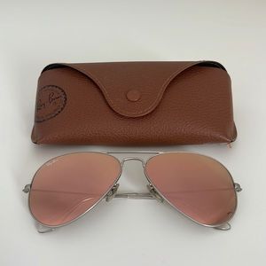 Rayban aviators rose gold with silver